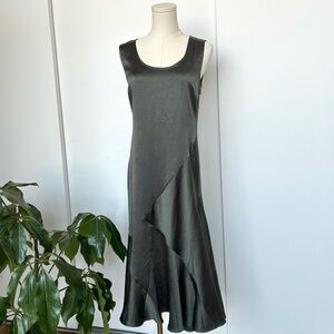 Club Monaco Olive Satin Slip Dress